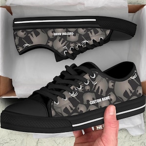 Elephant Custom Name Sneakers / Elephant Low Top Shoes / Elephant Low Top Sneakers / Elephant Custom Print Trainers / Elephant Lover Gift