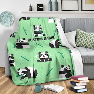 Custom Name Panda Bear Blanket: Cozy Fleece Throw