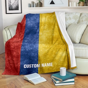 Custom Name Colombian Flag Blanket: Soft Fleece Blanket