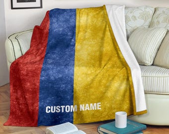Custom Name Colombian Flag Blanket: Soft Fleece Blanket
