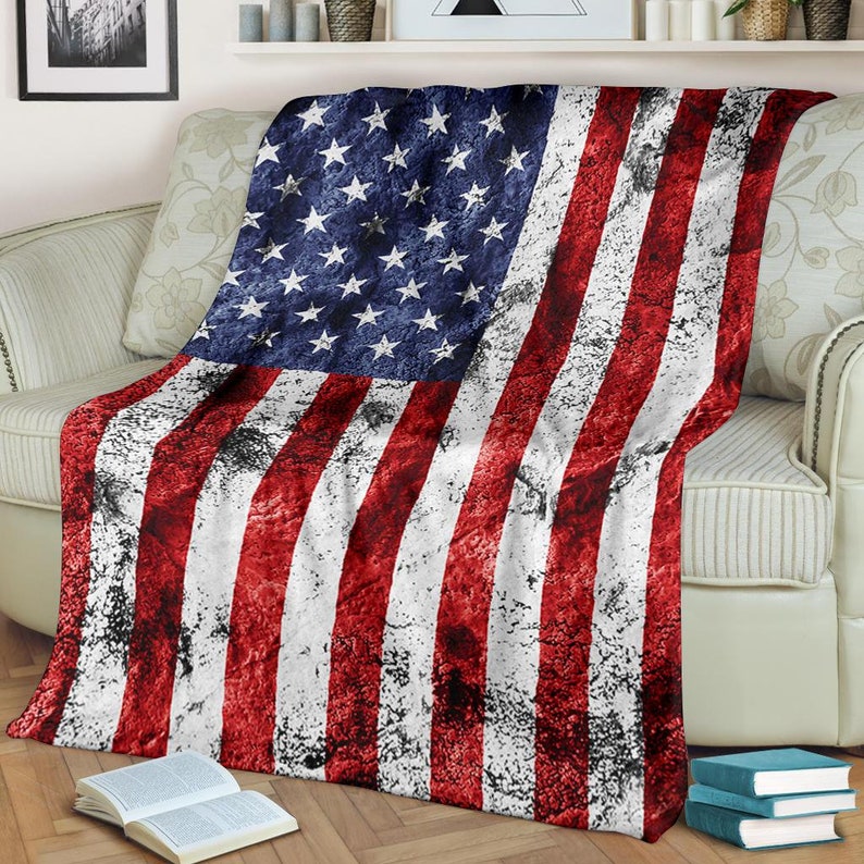 USA Flag Blanket / USA Throw Blanket / American Flag Fleece Blanket
