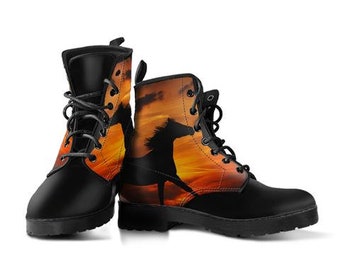 Horse Leather Boots, Handcrafted Custom Print, Men's Women's