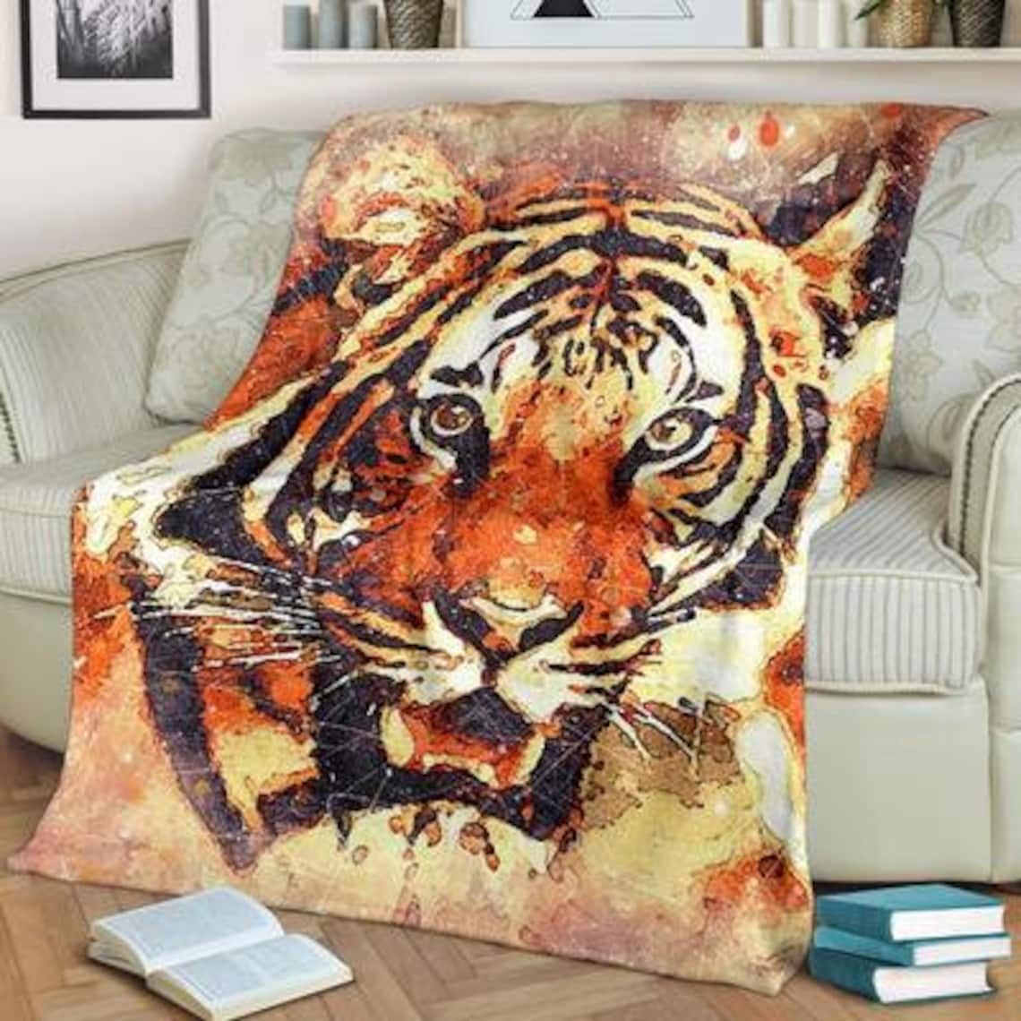 Tiger Blanket / Tiger Throw Blanket / Tiger Fleece Blanket / Etsy Norway