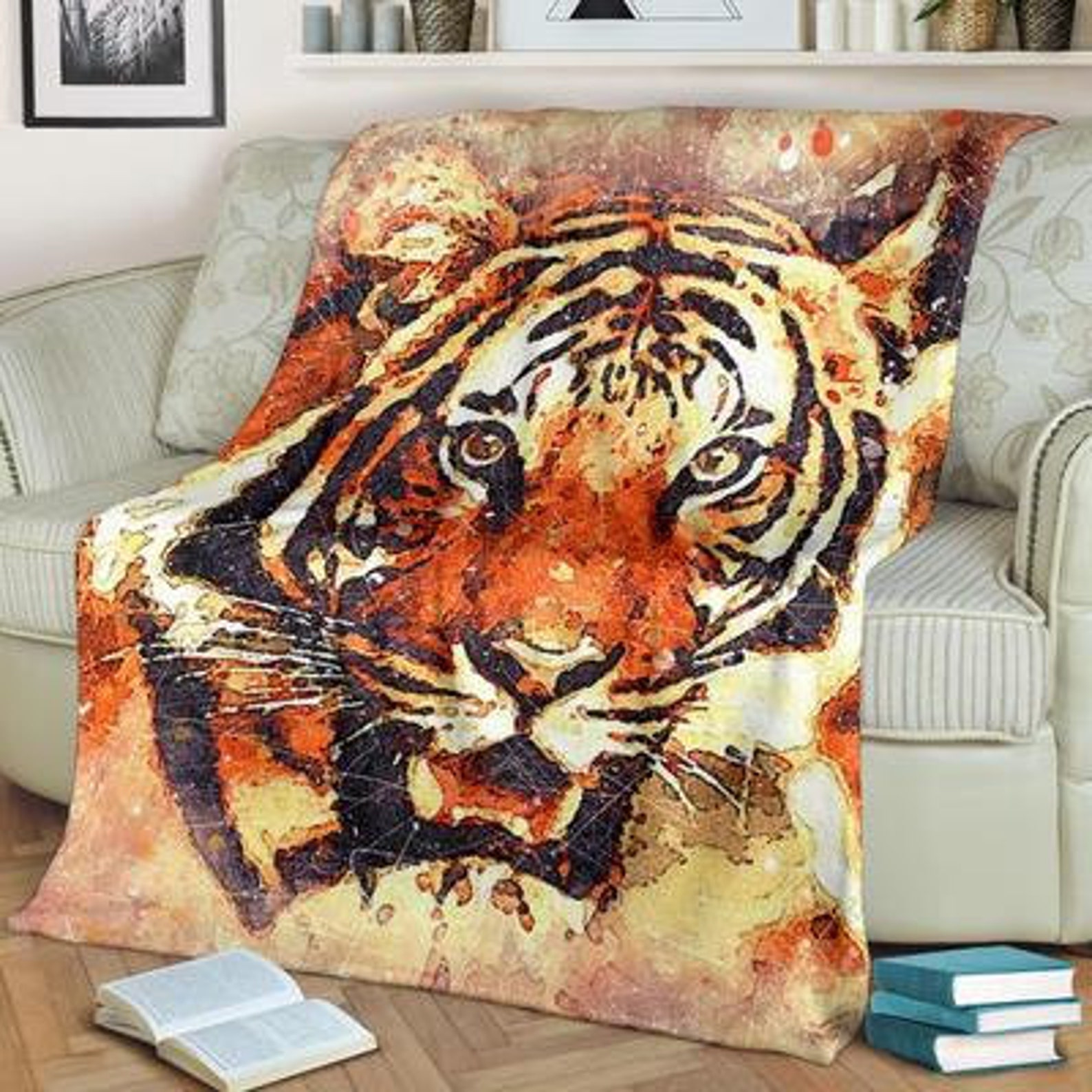 Tiger Blanket / Tiger Throw Blanket / Tiger Fleece Blanket / Etsy