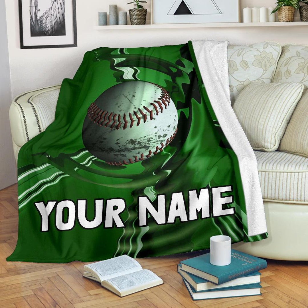 Baseball Custom Name Blanket / Baseball Throw Blanket / Etsy