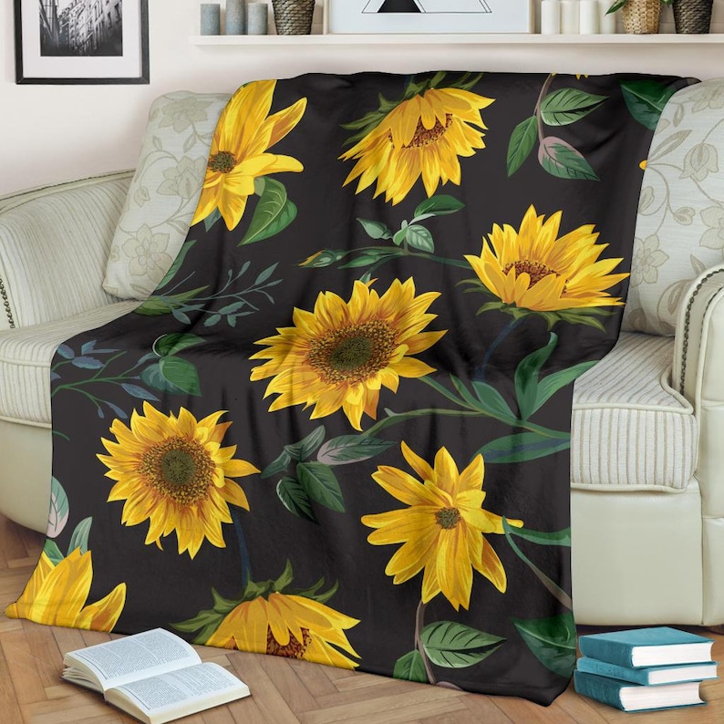 Sunflower Blanket Sunflower Throw Blanket Sunflower Fleece Etsy