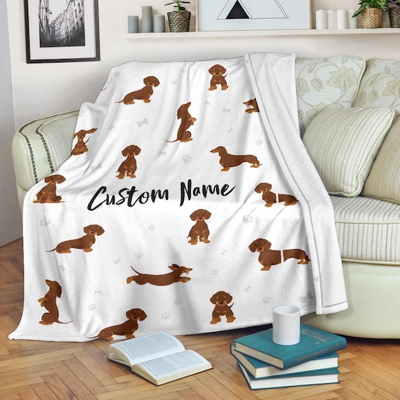 Buy Custom Name Dachshund Fleece Blanket: Cozy Dog Throw Online in