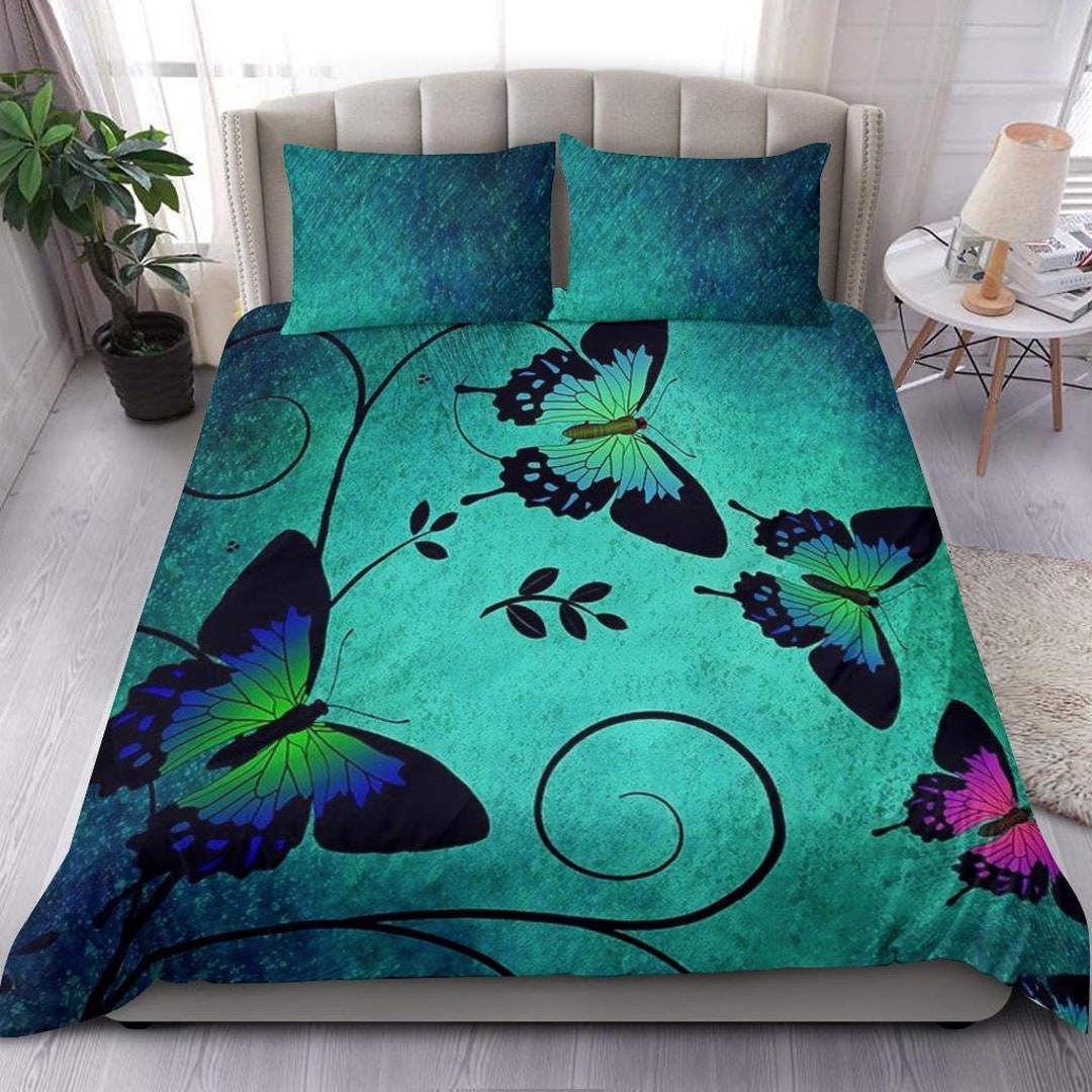 Butterfly Duvet Cover and Pillow Covers Butterfly Bedding Etsy
