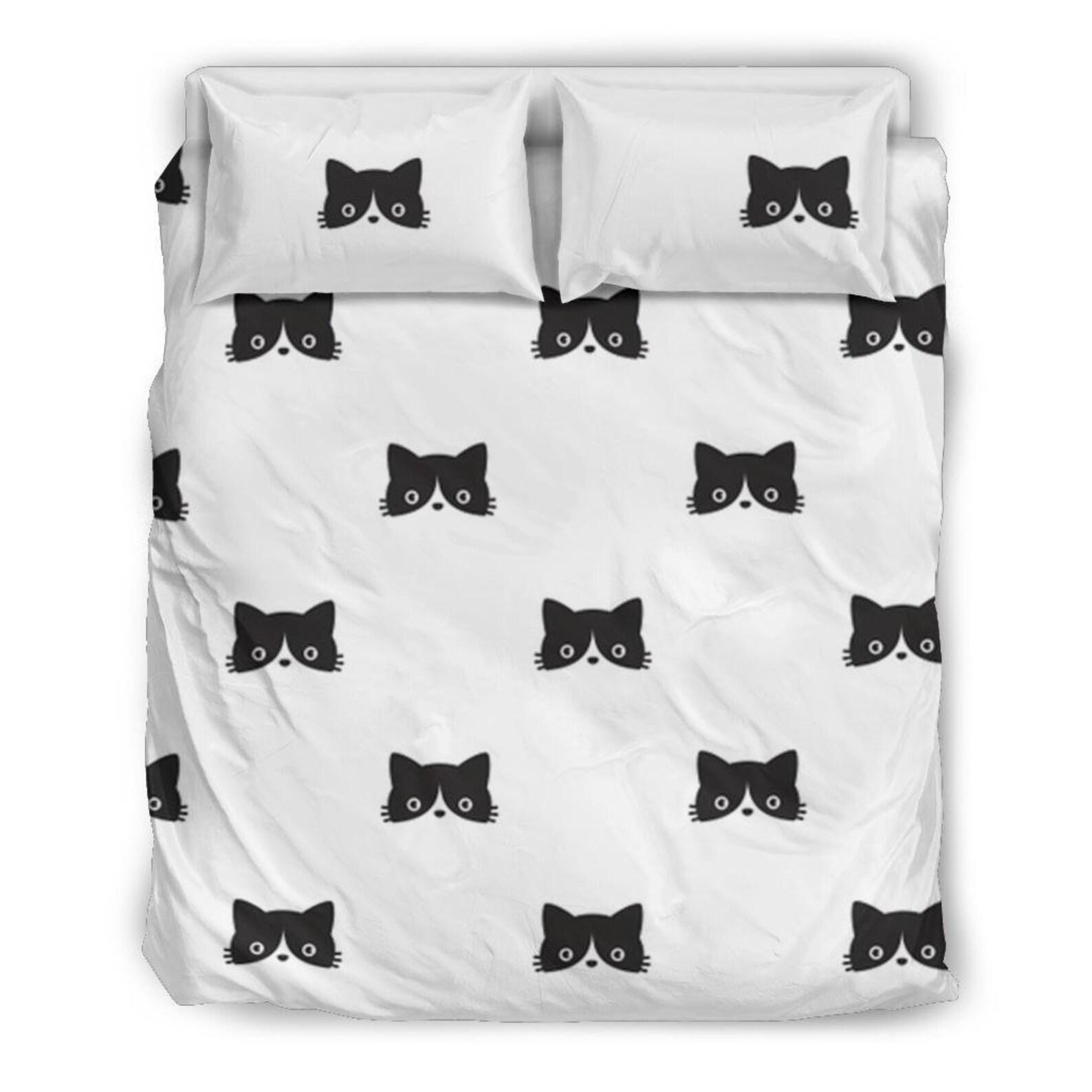 Black Cat Duvet Cover and Pillow Covers Black Cat Bedding Etsy UK