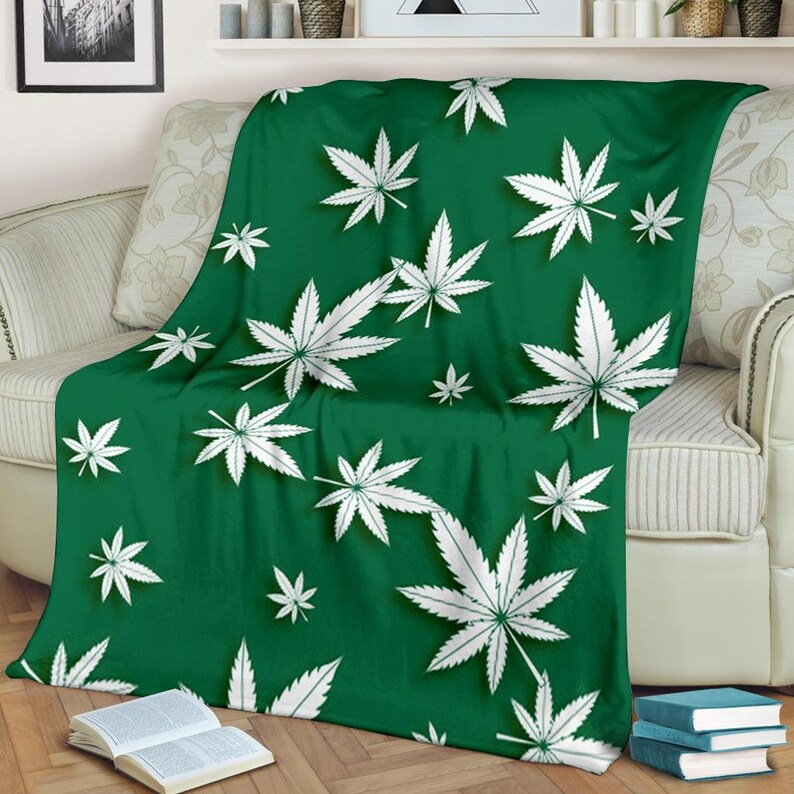 Marijuana Blanket / Cannabis print blanket / Plant print Etsy
