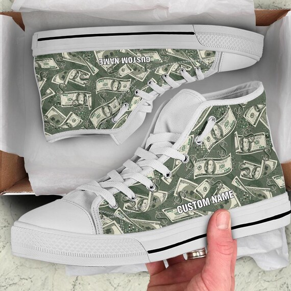 Dollar Custom Name High Top Sneakers Money Custom Print Trainers