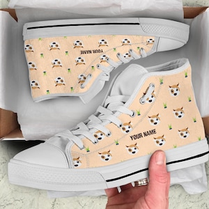 Cow Custom Name High Top Sneakers / Cow Custom Print Trainers Shoes / Cow High Top Shoes / Cow Lover Gift