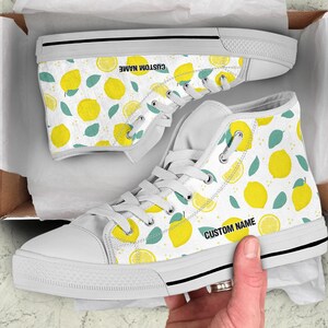 Lemon Custom Name High Top Sneakers / Lemon Custom Print Shoes / Lemon High Top Shoes / Lemon Lover Gift