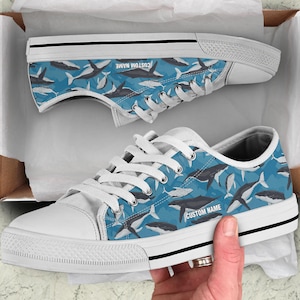 Custom Name Humpback Whale Low Top Sneakers: Whale Lover Gift