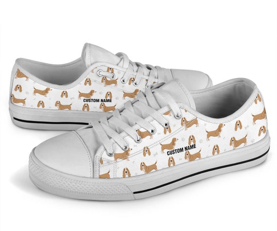 Basset Hound Name personalisierte Sneakers Basset Hound Low Top Schuhe Basset Hound Low Top Sneakers Basset Hound Custom Print Turnschuhe Geschenk Etsy