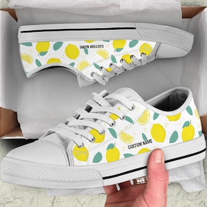 Lemon Custom Name Sneakers / Lemon Low Top Shoes / Lemon Low Top Sneakers / Lemon Custom Print Shoes / Lemon Lover Gift