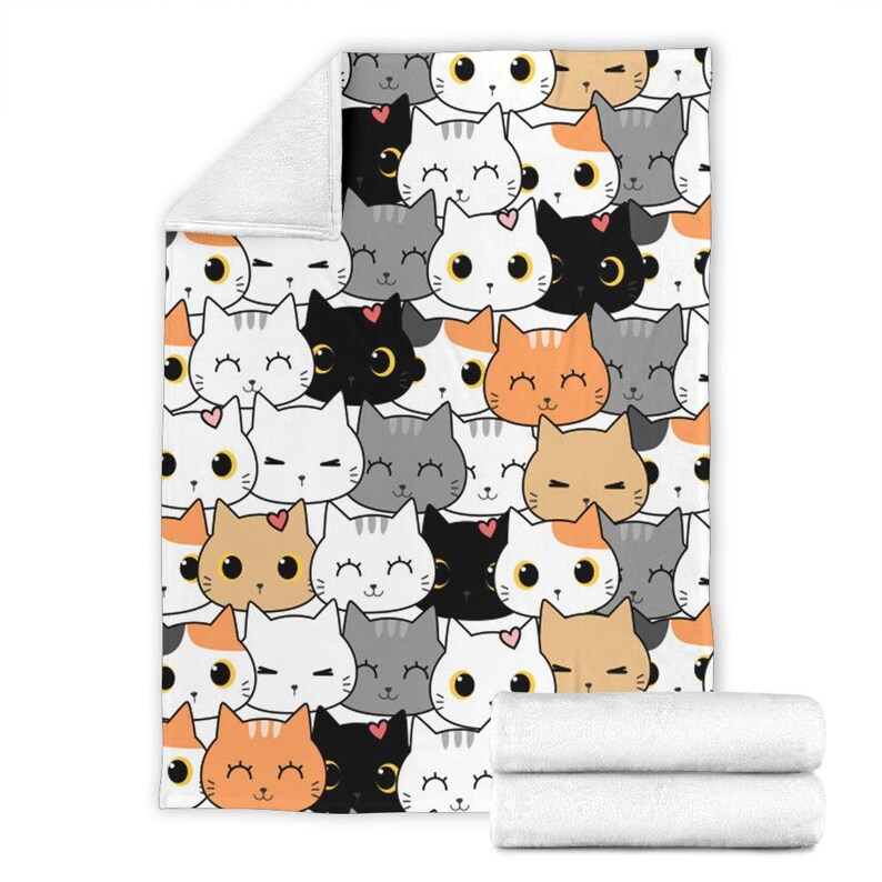 Cats Blanket / Cats Print Blanket / Kids Blanket / Fleece Etsy