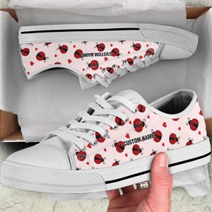 Ladybug Low Top Sneakers: Custom Name Print Trainers