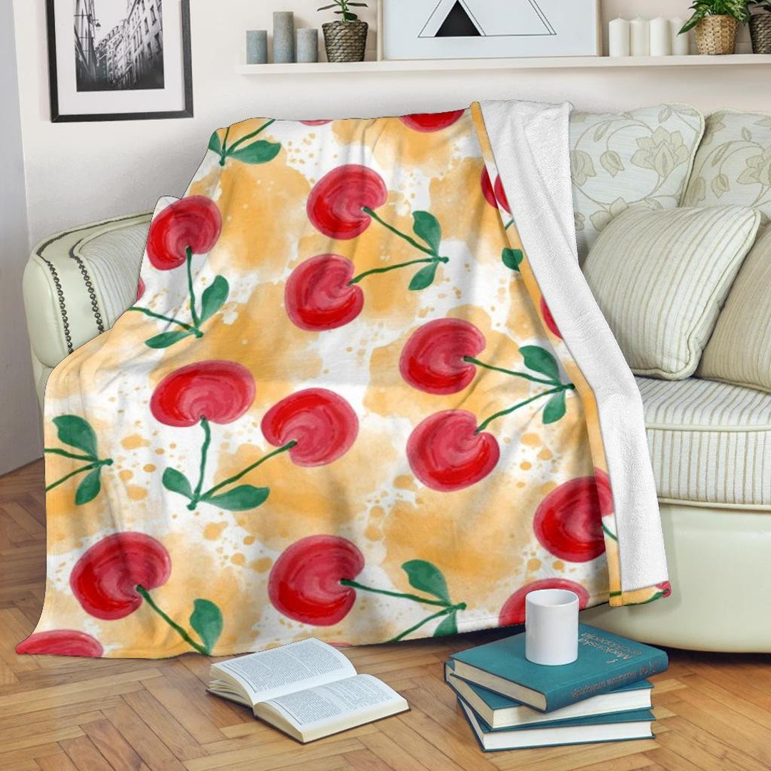 Cherry Blanket / Cherry Throw Blanket / Cherry Fleece Blanket / Cherry