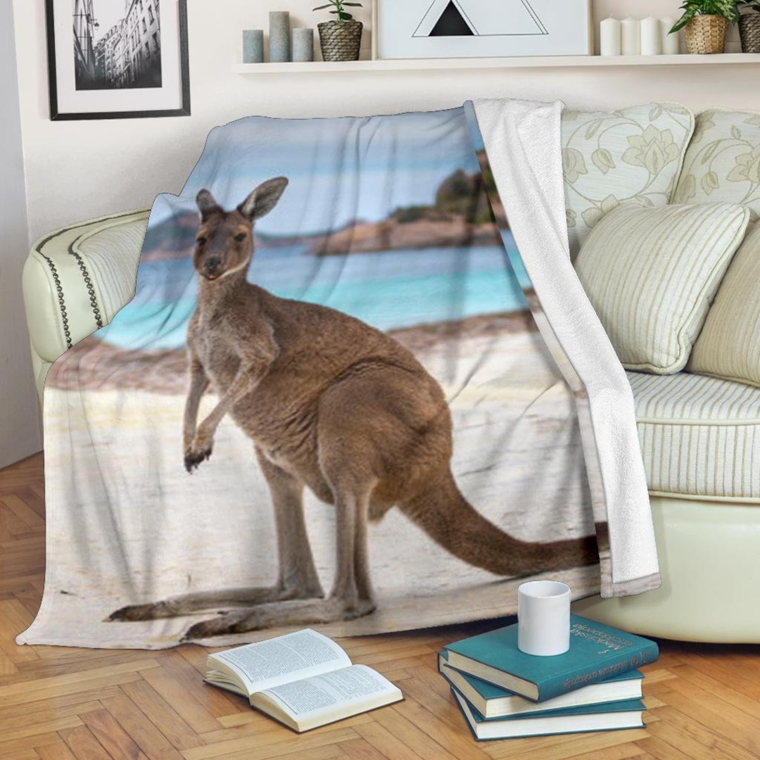Kangaroo Blanket / Kangaroo Throw Blanket / Kangaroo Fleece Blanket