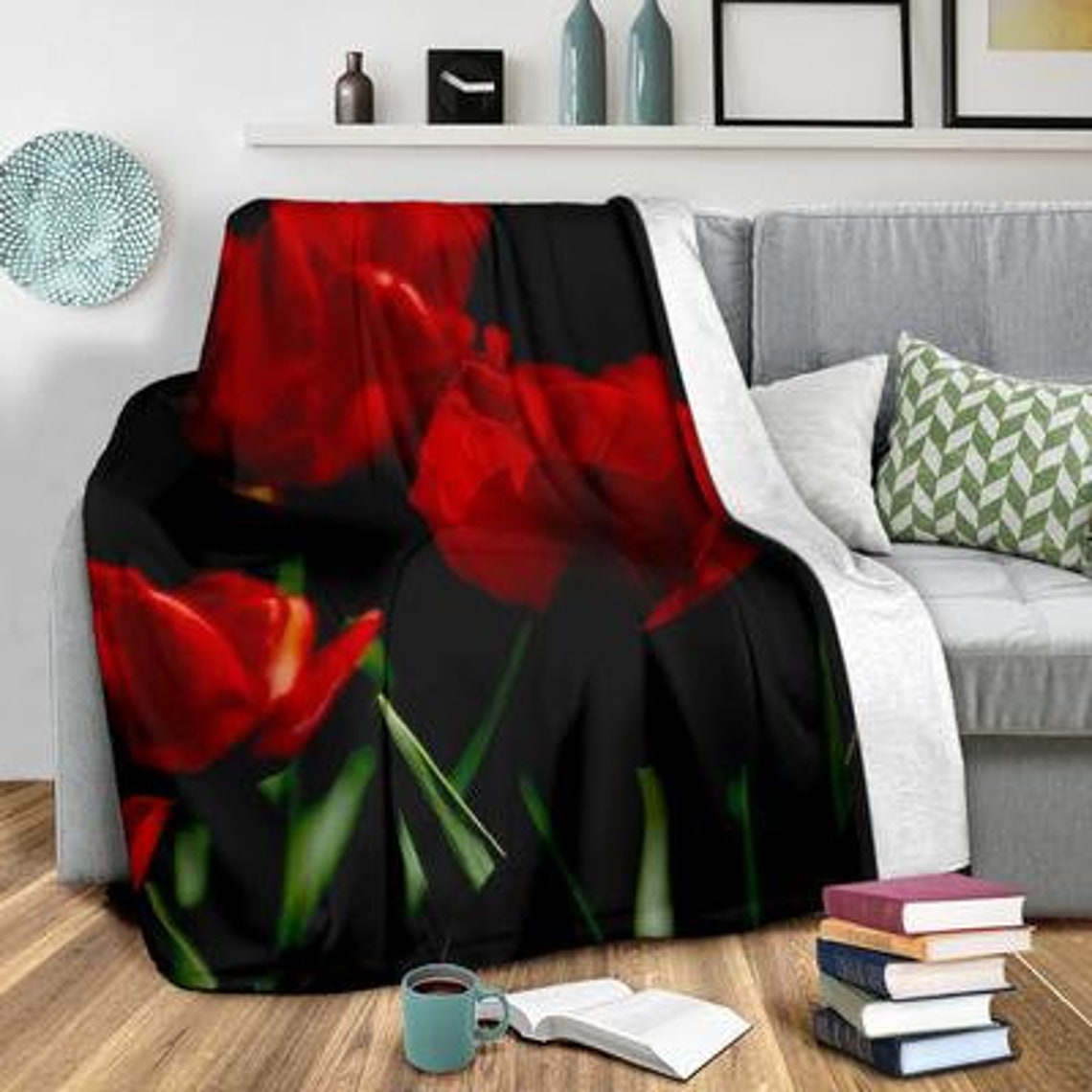 Tulips Blanket / Tulips print blanket / Tulips Fleece blanket Etsy