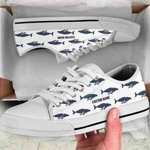 Humpback Whale Sneakers: Custom Name Print, Low Top Trainers
