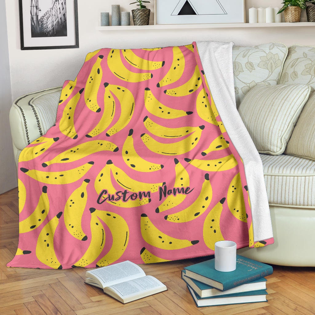 Couverture polaire banane avec nom personnalisé : jeté douillet personnalisé