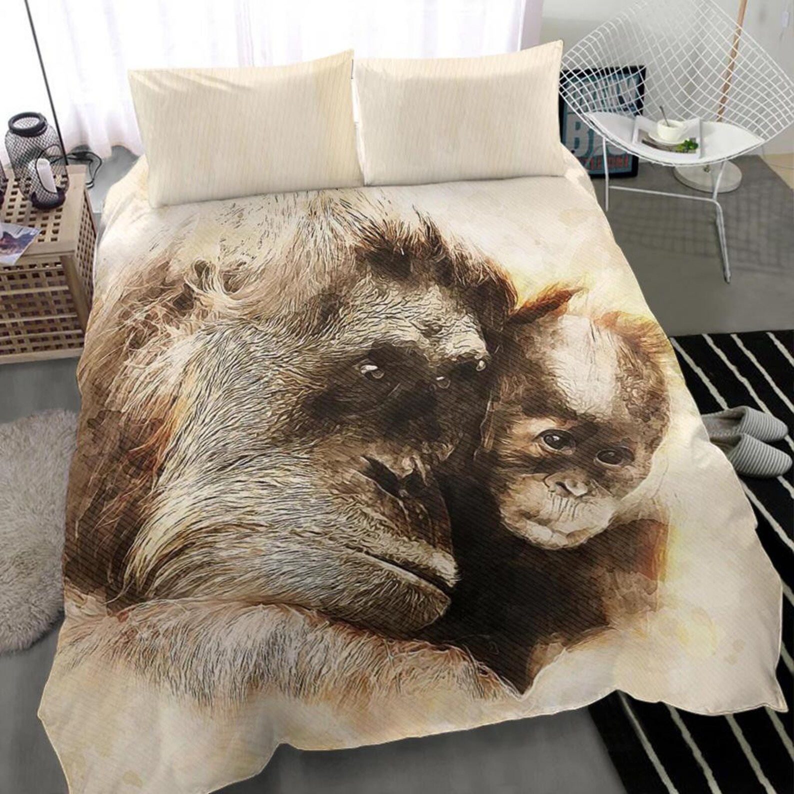 Monkey Duvet Cover and Pillow Covers Monkey Bedding Set Etsy