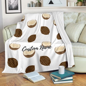 Coconut Custom Name Blanket / Coconut Throw Blanket / Coconut Fleece Blanket / Coconut Cozy Blanket / Coconut Adult Kid Blanket / Gift