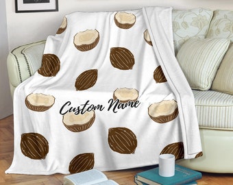 Coconut Custom Name Blanket / Coconut Throw Blanket / Coconut Fleece Blanket / Coconut Cozy Blanket / Coconut Adult Kid Blanket / Gift