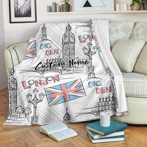 Custom London Throw Blanket: Personalized Fleece Blanket