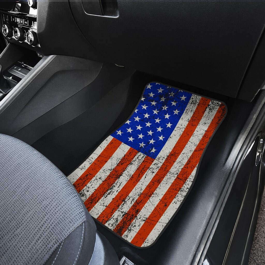 Beunruhigte amerikanische Flagge Sterne vordere Auto-Fußmatten, nach Maß,  Einweihungsgeschenk, Auto-Zubehör - .de