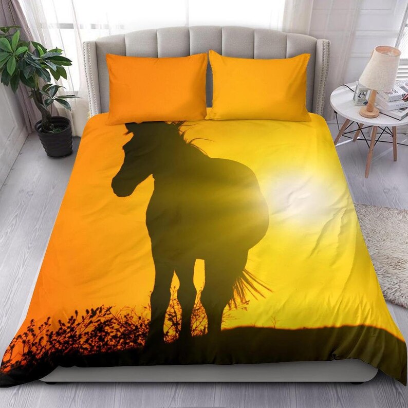 Horse Duvet Cover and Pillow Covers Horse Bedding Set Etsy UK