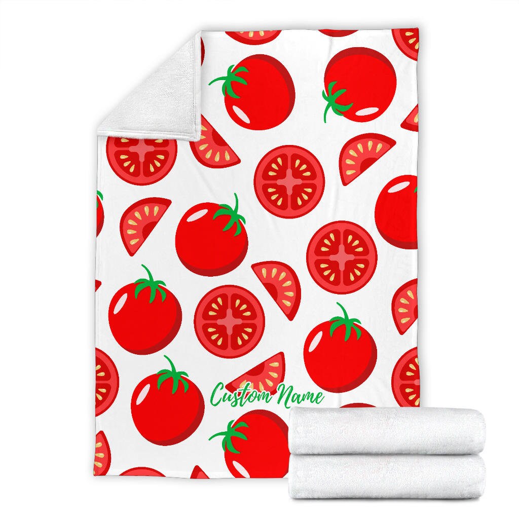 Turamurra Tomato Print Fleece Throw Blanket - 60x80 Inches, Soft & Warm, Perfect For Gardeners & Food Lovers - View #5