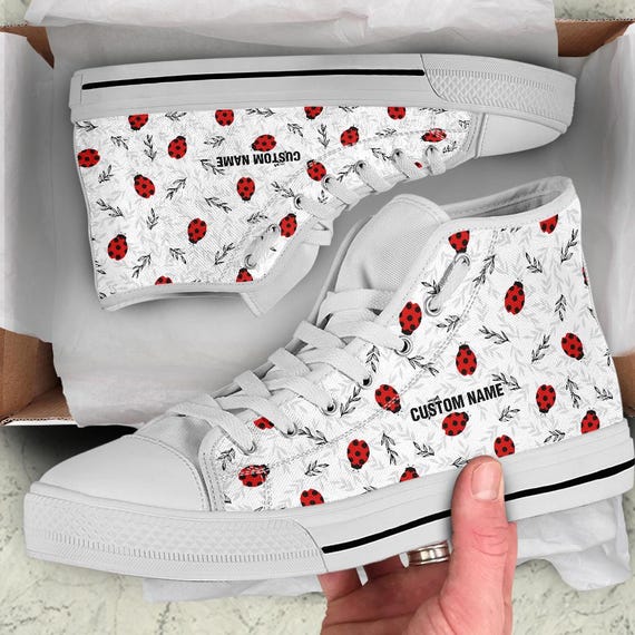 Ladybug Custom Name High Top Sneakers Ladybug Custom Print
