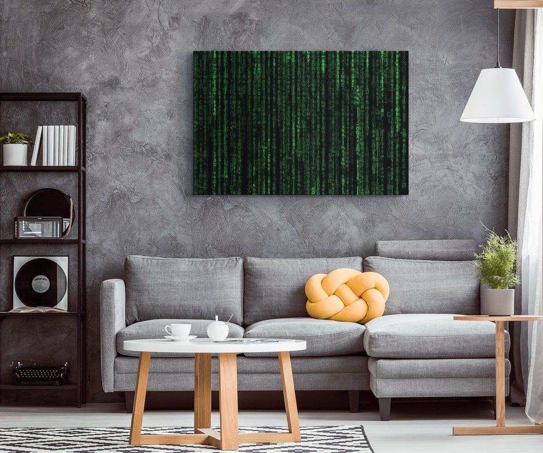 Matrix Code Framed Canvas Print Home Artwork Decoration - Programmers ...
