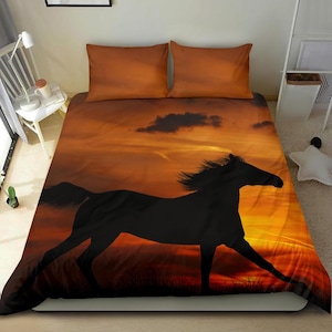 Horse Duvet Cover and pillow Covers  - Horse Bedding Set - Horse Bed Cover