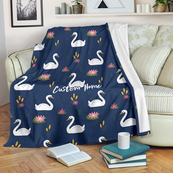 Swan Custom Name Blanket Swan Duck Throw Blanket Swan Geese Fleece Blanket Swan Adult Blanket Swan Kid Blanket Swan Lover Gift Etsy
