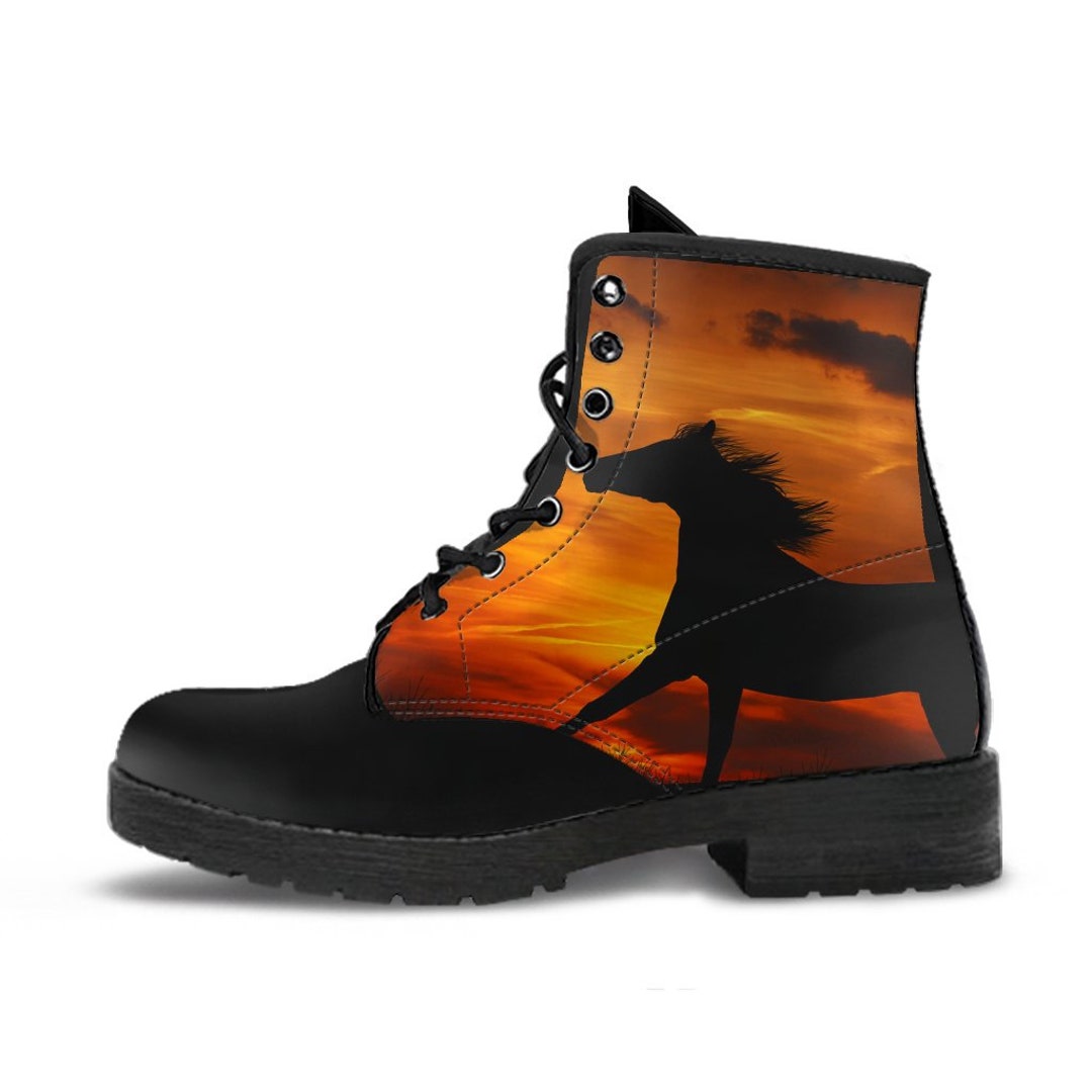 Horse Leather Boots, Handcrafted Custom Print, Men's Women's