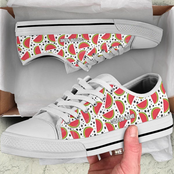 Watermelon Custom Name Sneakers / Watermelon Low Top Shoes / Watermelon Low Top Sneakers / Watermelon Custom Print Shoes / Watermelon Gift