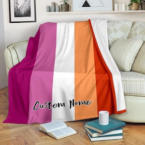 Custom Name Lesbian Flag Blanket: Cozy Fleece Throw