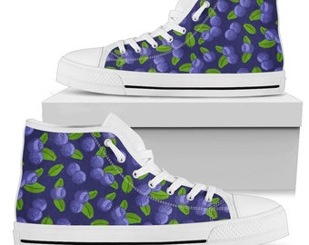 Blueberry Print High Top Sneakers: Custom Canvas Trainers