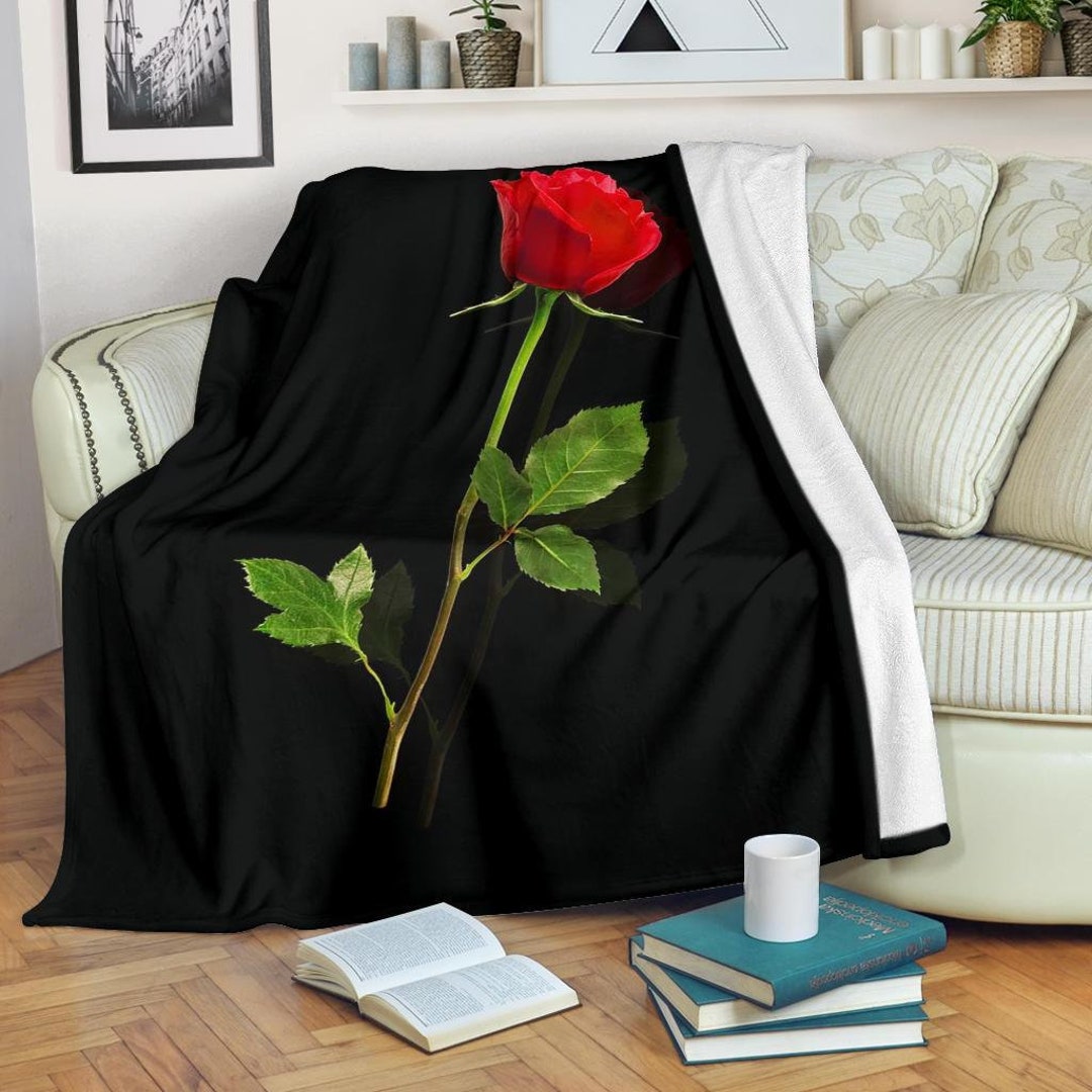 Rose Blanket / Red Rose Throw Blanket / Rose Fleece Blanket / Rose Cozy