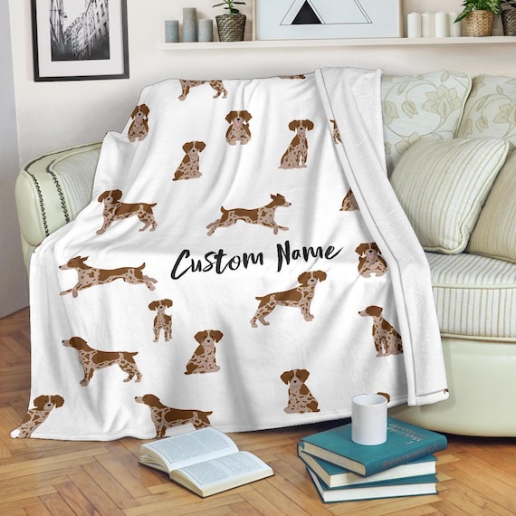 Custom Name Brittany Spaniel Fleece Blanket: Breton Spaniel Throw