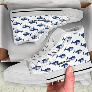 Whales Custom Name High Top Sneakers: Whale Lover Gift