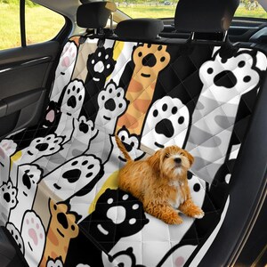 AFPANQZ Dog Paw Print Car Seat Covers Full Set - Universal Fit Front & Rear Split Bench Protection For Cars, SUVs, Trucks