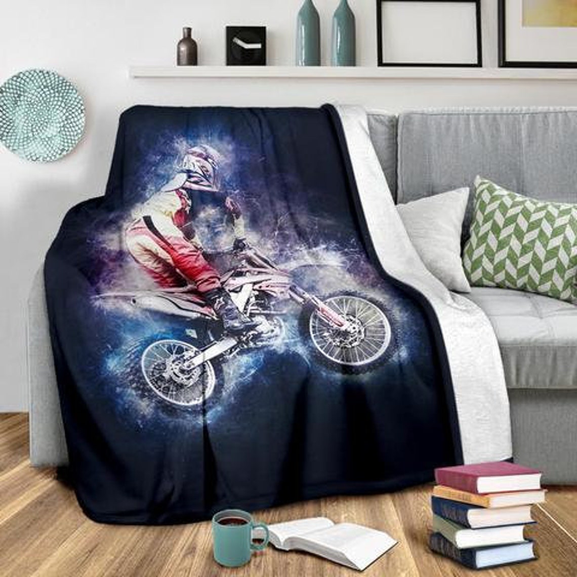 Motorbike Blanket / Motorcycle Throw Blanket / Motorbike Etsy