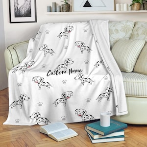 Dalmatian Dog Custom Name Blanket / Dalmatian Throw Blanket / Dalmatian Fleece Blanket / Dalmatian Cozy Blanket /Dalmatian Adult Kid Blanket