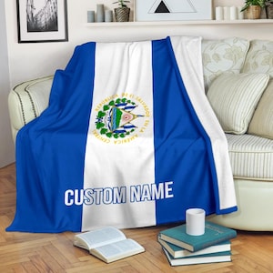 El Salvador Flag Blanket: Custom Name Fleece Throw