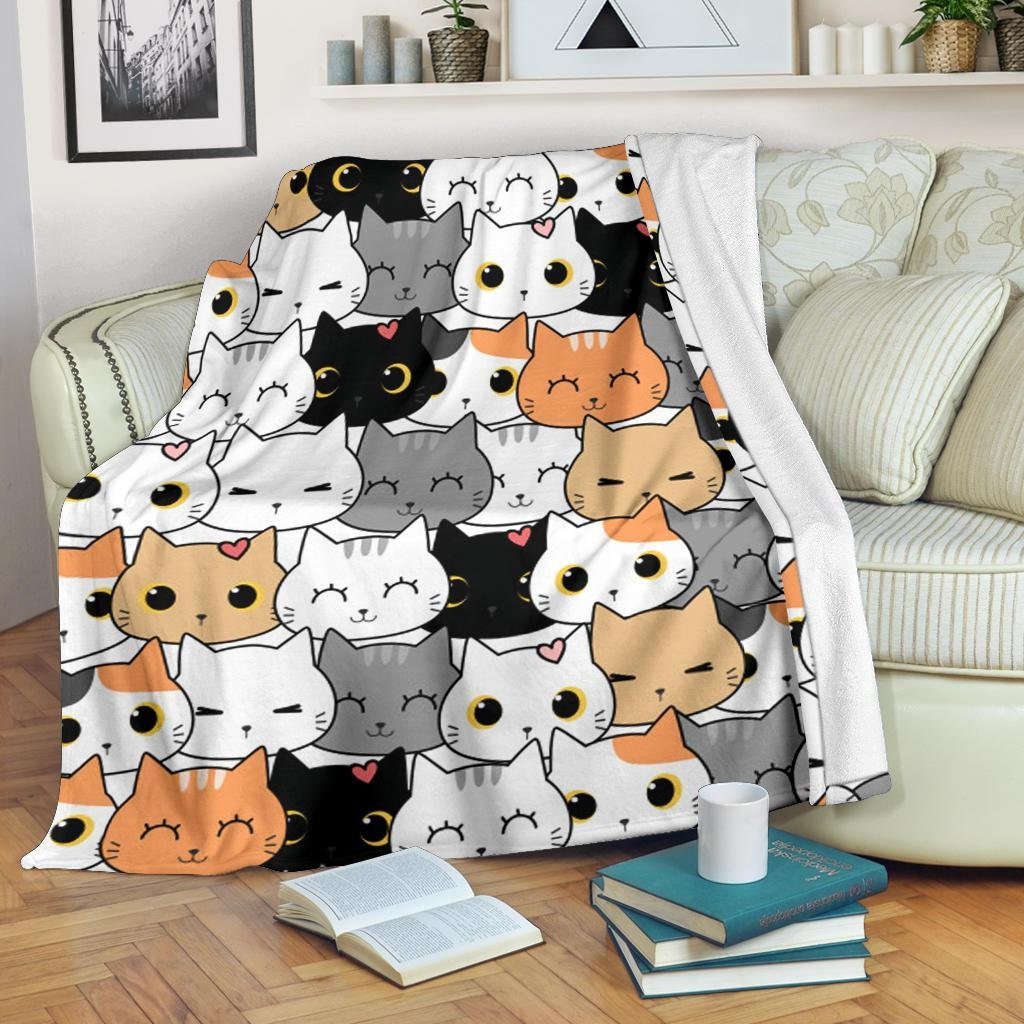 Cats Blanket Cats Print Blanket Kids Blanket Fleece Blanket Etsy